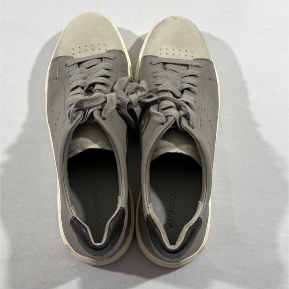 Vince Brady Gray Leather Suede Casual Lace Low Ankle Sneakers Shoes Mens Sz 11 main image 4
